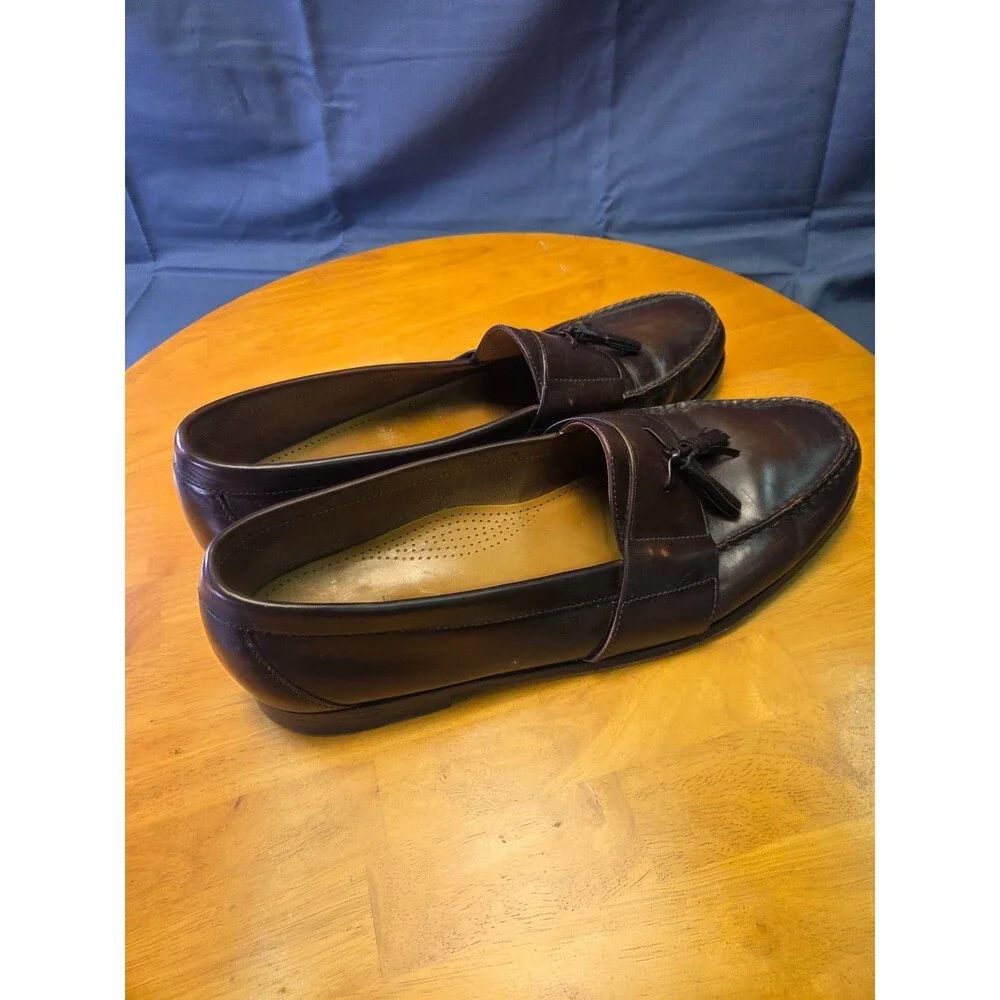 Cole Haan Men's Leather Tassel Loafers Size 14 M Dark Brown Dress Shoes